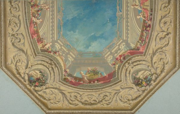 Design for Octagonal Ceiling in the Pless House, Berlin  by Jules-Edmond-Charles Lachaise - Hand-Painted Oil Painting Reproduction