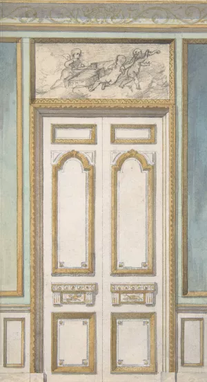 Design for Single Door and Overdoor Panel with Cupids Bearing a Violin by Jules-Edmond-Charles Lachaise Oil Painting
