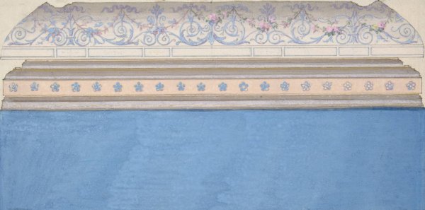 Design for the decoration of a ceiling cove and moulding  by Jules-Edmond-Charles Lachaise - Hand-Painted Oil Painting Reproduction