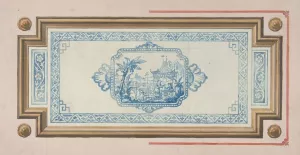 Design for the decoration of a ceiling with a Chinese blue and white design by Jules-Edmond-Charles Lachaise Oil Painting