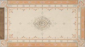 Design for the decoration of a ceiling with filagree borders and a central medallion by Jules-Edmond-Charles Lachaise Oil Painting