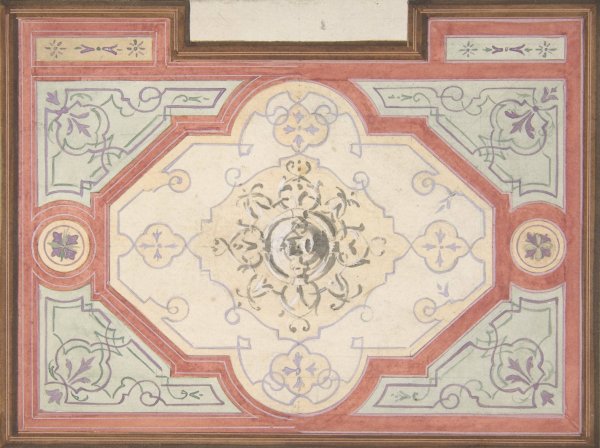 Design for the decoration of a ceiling  by Jules-Edmond-Charles Lachaise - Hand-Painted Oil Painting Reproduction
