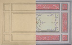 Design for the painted decoration of a ceiling in strapwork and rinceaux by Jules-Edmond-Charles Lachaise Oil Painting