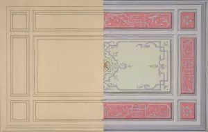 Design for the painted decoration of a ceiling in strapwork and rinceaux by Jules-Edmond-Charles Lachaise Oil Painting