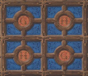 Design for the painted decoration of a coffered ceiling incorporating initials by Jules-Edmond-Charles Lachaise Oil Painting