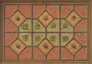Design for the painted decoration of a coffered ceiling incorporating the initial; H by Jules-Edmond-Charles Lachaise Oil Painting