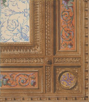 Design for the painted decoration of a coffered ceiling with initials; VR by Jules-Edmond-Charles Lachaise Oil Painting