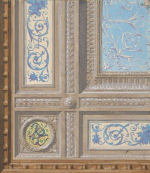 Design for the painted decoration of a coffered ceiling with initials; VR by Jules-Edmond-Charles Lachaise Oil Painting