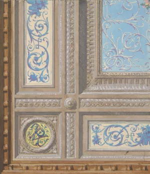 Design for the painted decoration of a coffered ceiling with initials; VR Oil painting by Jules-Edmond-Charles Lachaise