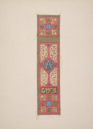 Design for the painted decoration of a wall of ceiling panel monogrammed 'CA' by Jules-Edmond-Charles Lachaise Oil Painting