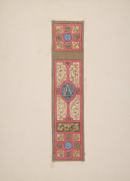 Design for the painted decoration of a wall of ceiling panel monogrammed 'CA' by Jules-Edmond-Charles Lachaise - Hand-Painted Oil Painting Reproduction