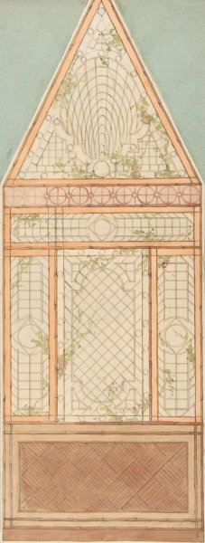 Design for the treatment of a wall with a pattern of lattices, vines, and bamboo by Jules-Edmond-Charles Lachaise Oil Painting