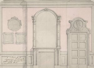 Design for treatment of a chimney-piece and adjacent door by Jules-Edmond-Charles Lachaise Oil Painting