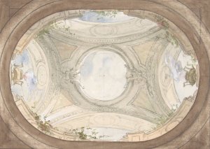 Design for Trompe L'Oeil Ceiling for Dining Room, Hotel de Trevise by Jules-Edmond-Charles Lachaise Oil Painting