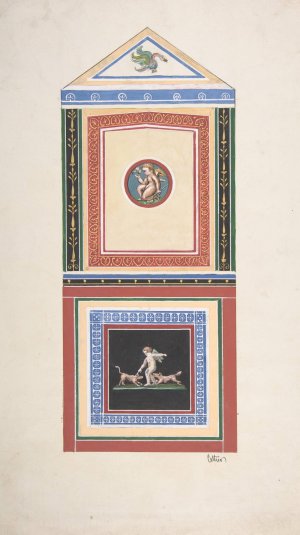 Design for Wall Decor Painted with Putti and Dogs by Jules-Edmond-Charles Lachaise Oil Painting