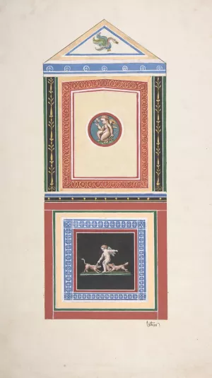 Design for Wall Decor Painted with Putti and Dogs Oil painting by Jules-Edmond-Charles Lachaise