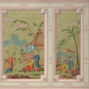 Design for wall panels decorated with Chinoiserie scenes by Jules-Edmond-Charles Lachaise Oil Painting