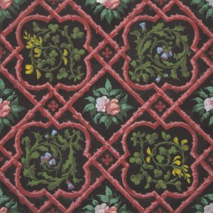 Design for wallpaper featuring flowers and latticework by Jules-Edmond-Charles Lachaise Oil Painting
