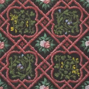 Design for wallpaper featuring flowers and latticework by Jules-Edmond-Charles Lachaise Oil Painting