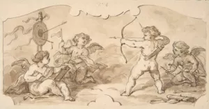 Design of putti at play Oil painting by Jules-Edmond-Charles Lachaise