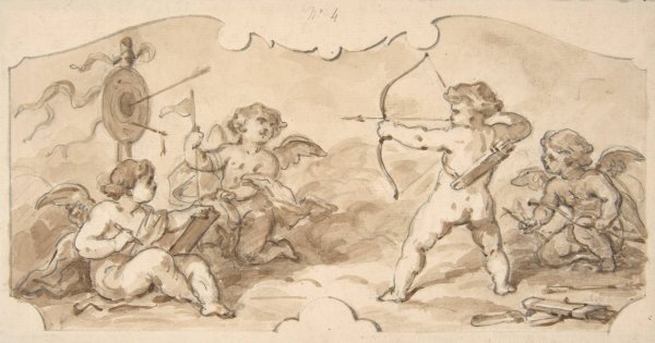 Design of putti at play  by Jules-Edmond-Charles Lachaise - Hand-Painted Oil Painting Reproduction