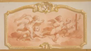 Design with putti by Jules-Edmond-Charles Lachaise Oil Painting