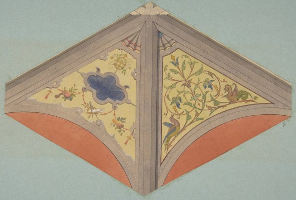 Designs for the painted decoration of a vaulted ceiling  by Jules-Edmond-Charles Lachaise - Hand-Painted Oil Painting Reproduction
