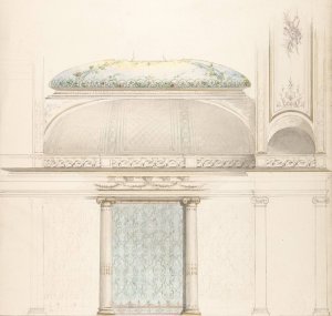 Elevation and transverse section of a domed and colonnaded hall by Jules-Edmond-Charles Lachaise Oil Painting
