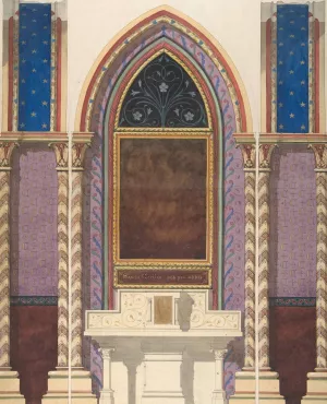 Elevation of a design for an altar and painted wall decoration by Jules-Edmond-Charles Lachaise Oil Painting
