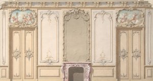 Elevation of a salon decorated in Louis XV style by Jules-Edmond-Charles Lachaise Oil Painting