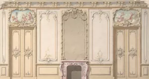 Elevation of a salon decorated in Louis XV style by Jules-Edmond-Charles Lachaise Oil Painting