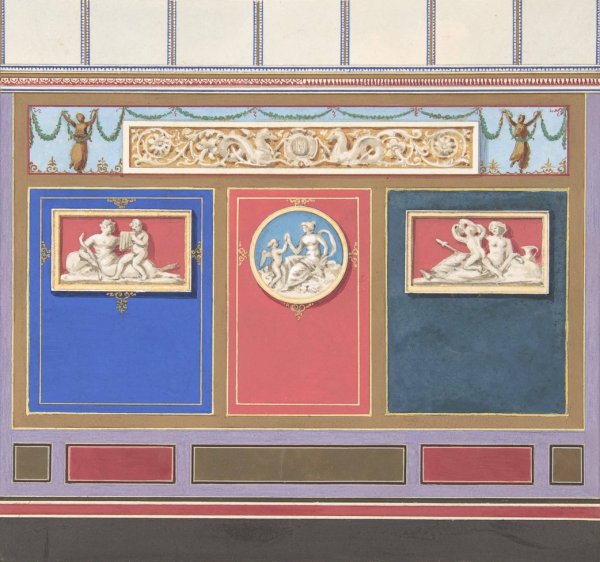 Painted Wall Decor Featuring Three Medallions  by Jules-Edmond-Charles Lachaise - Hand-Painted Oil Painting Reproduction