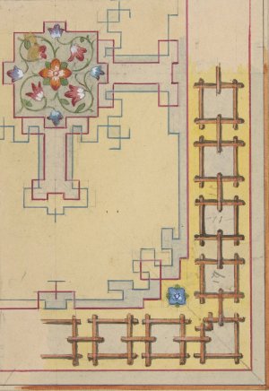 Partial design for ceiling decorated in chinese motifs by Jules-Edmond-Charles Lachaise Oil Painting