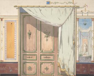 Pompeiian Design for Doorway and Wall with Curtain by Jules-Edmond-Charles Lachaise Oil Painting