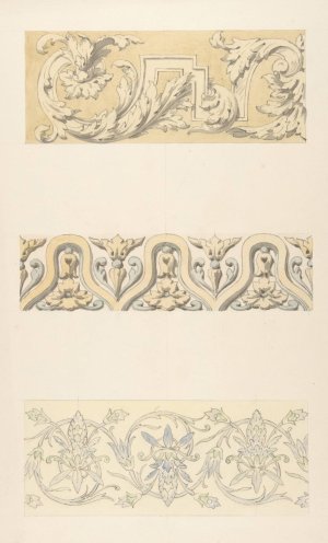 Three designs for decorative borders by Jules-Edmond-Charles Lachaise Oil Painting