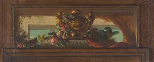 Trompe l'oeil design of birds and flowers by Jules-Edmond-Charles Lachaise Oil Painting