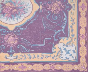 Wallpaper design featuring bouquets of roses, strapwork, and rinceaux by Jules-Edmond-Charles Lachaise Oil Painting