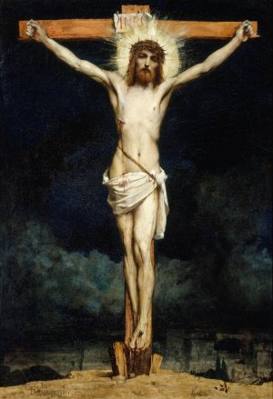 Christ en croix by Jules Elie Delaunay Oil Painting