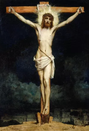 Christ en croix by Jules Elie Delaunay Oil Painting