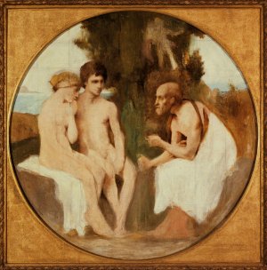 Philetas instruisant Daphnis et Chloe by Jules Elie Delaunay Oil Painting