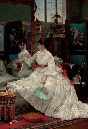 Reflections by Jules-Emile Saintin Oil Painting