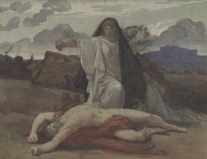Antigone Gives Token Burial to the Body of Her Brother Polynices by Jules-Eugene Lenepveu Oil Painting