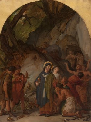 Saint Ambroise, eveque de Milan, livre les vases sacres de son eglise pour racheter ses prisonniers by Jules-Eugene Lenepveu Oil Painting