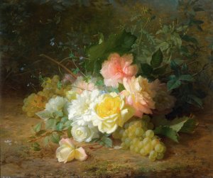 Roses Et Raisins Oil painting by Jules Ferdinand Medard