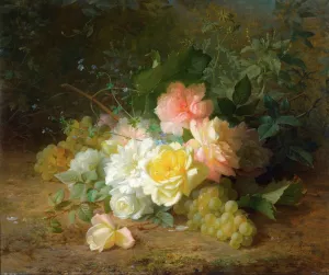 Roses Et Raisins by Jules Ferdinand Medard Oil Painting