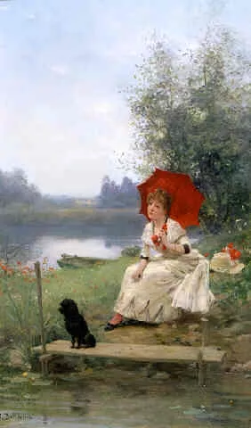 Wistful Thoughts by Jules Frederic Ballavoine - Oil Painting Reproduction