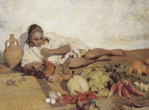 At the Market by Jules Girardet Oil Painting