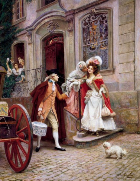Main Product Photo of Depart En Voyage De Noces Painting by Jules Girardet