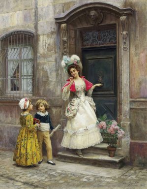 Grandmother's Birthday by Jules Girardet Oil Painting