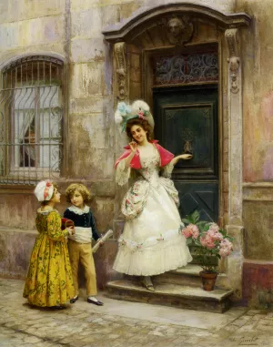 Grandmothers Birthday by Jules Girardet - Oil Painting Reproduction